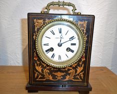 Mantel Clocks Late Victorian French Marquetry Strike Mantel Clock image #1