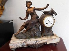 Mantel Clocks Circa 1880 French Striking Bronze Figure image #1